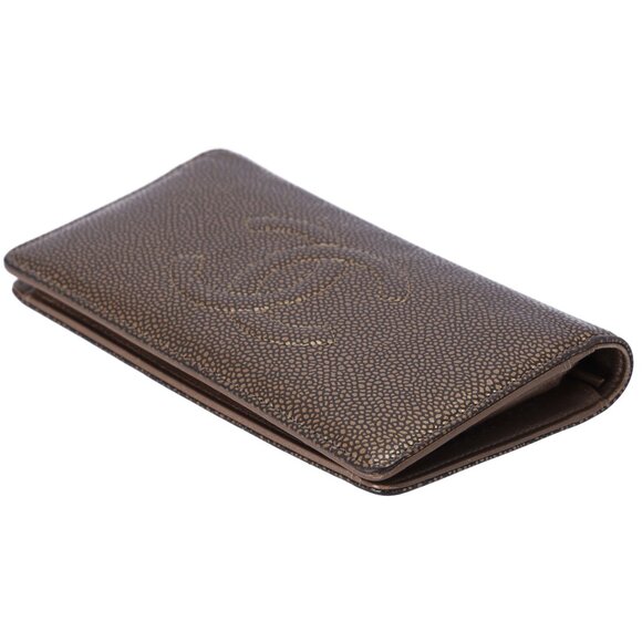 CHANEL CC Logo Long Bifold Wallet Brown Leather Caviar - Picture 5 of 6